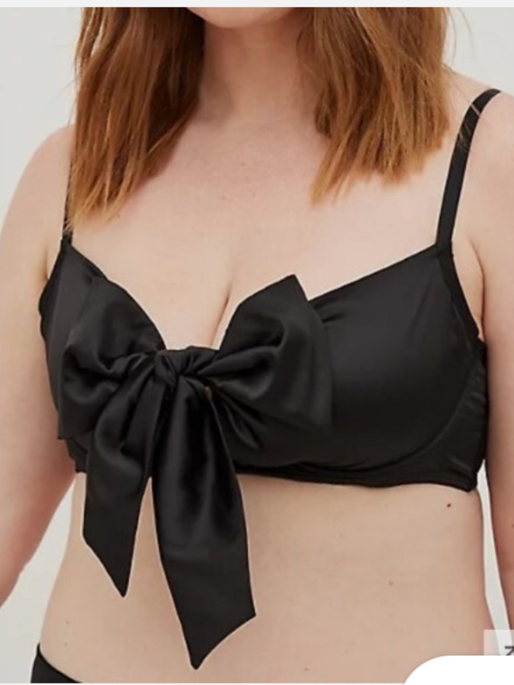 torrid Black Satin Underwire Bra with Dramatic Front Bow